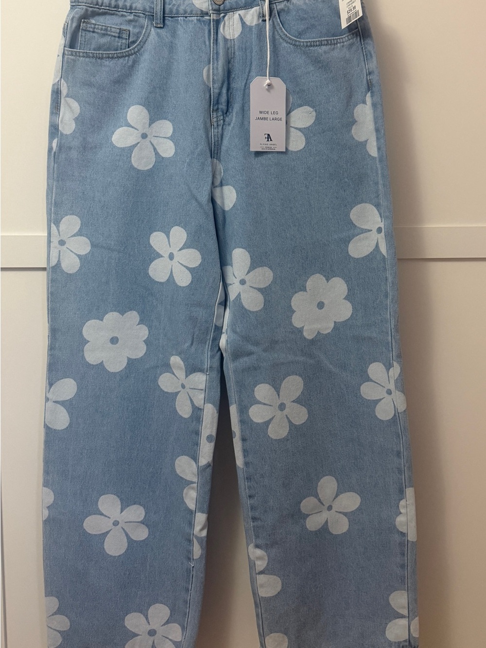 Women’s Light Blue Floral Print Jeans - Unbranded